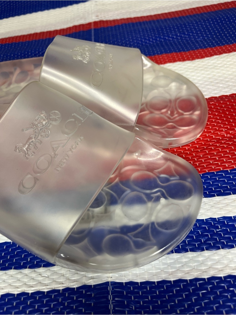 COACH Signature Monogram Crystal Clear Jelly Sandals Slides Women’s Size 7.5 - Picture 7 of 9